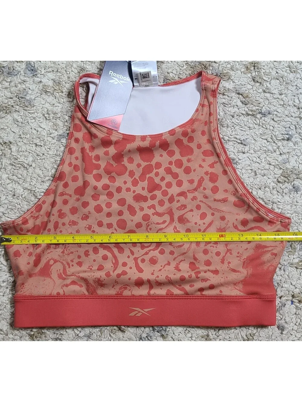 Reebok Women's NWT Medium Coral Patterned Sports Bra with Speedwick Technology